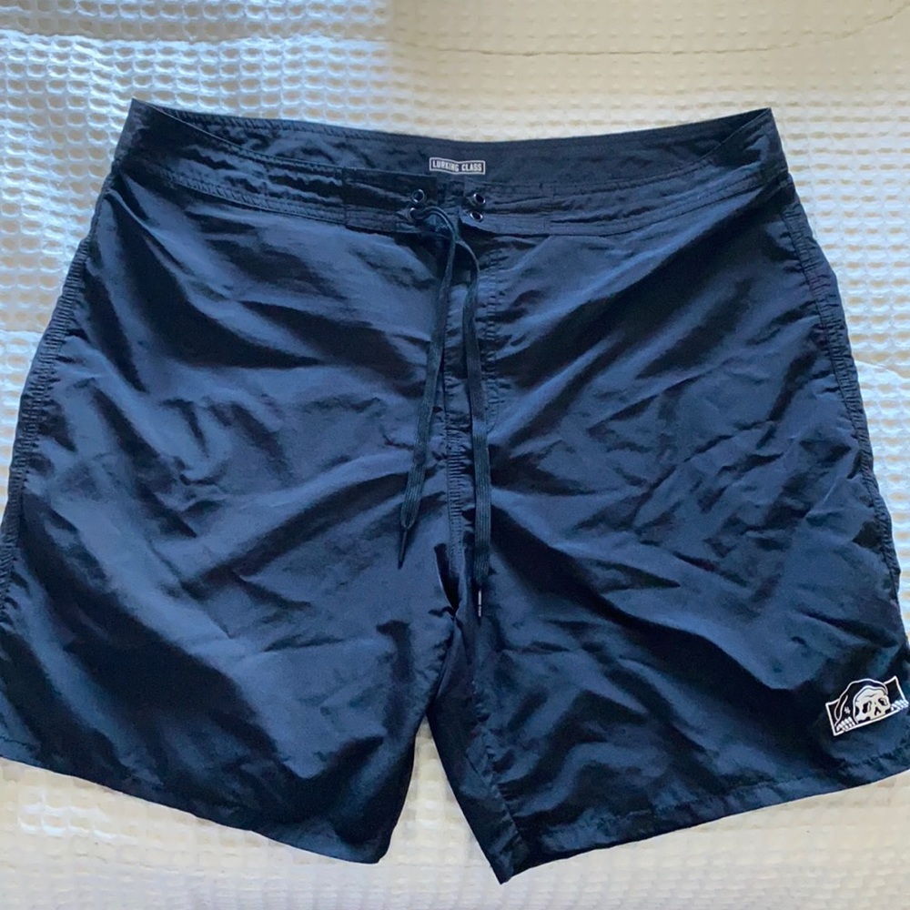 Black men’s Sketchy Tank swim trunks
